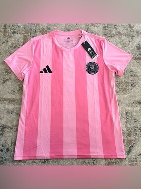 NWT Lionel Messi Inter Miami CF Jersey Youth Sz L Adidas 2024 – Pink & Black